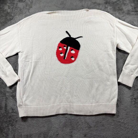 Loft Sweater Lot of 4 Stripes Floral Ladybug Pink Yellow Gray Size Large C131 - Picture 8 of 16